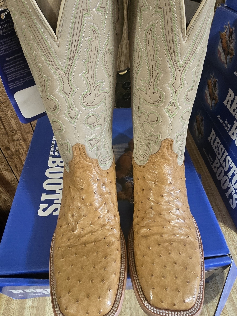 Resistol 11 1/2 D Men's Full Quill Ostrich Leather Western Boots NIB